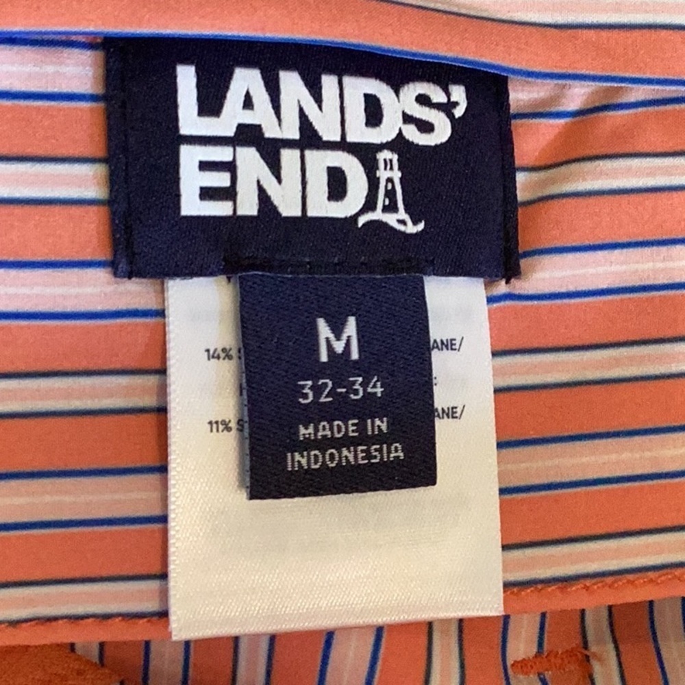 Lands’End Lined sunset 7” Swim trunks Color- Orange Stripe ❗️NWT❗️ - Picture 5 of 15